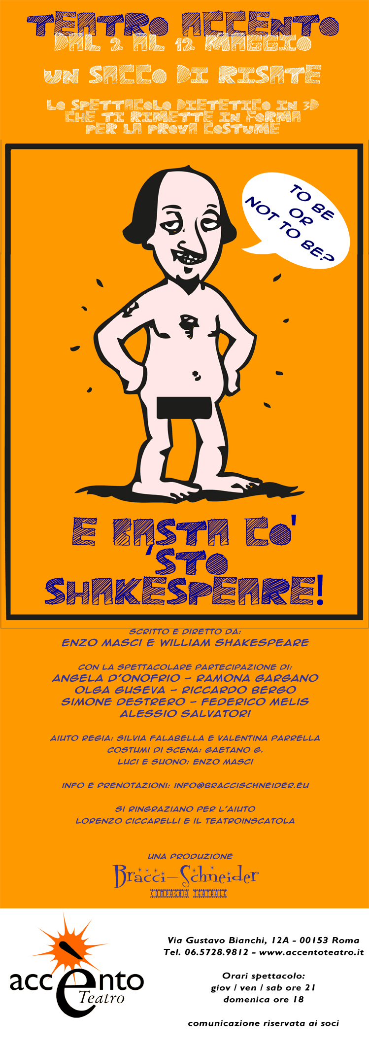 “E basta co’ ’sto Shakespeare!” dal 2 al 12 maggio all'ACCENTO teatro di Roma